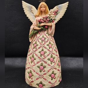 Jim Shore C4015243 With Prayer All Things Are Possible - Breast Cancer Angel